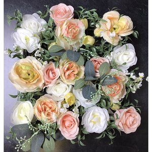 Artificial Silk Fake Rose Flower Heads Bulk Craft for Wedding Party Decor Peach